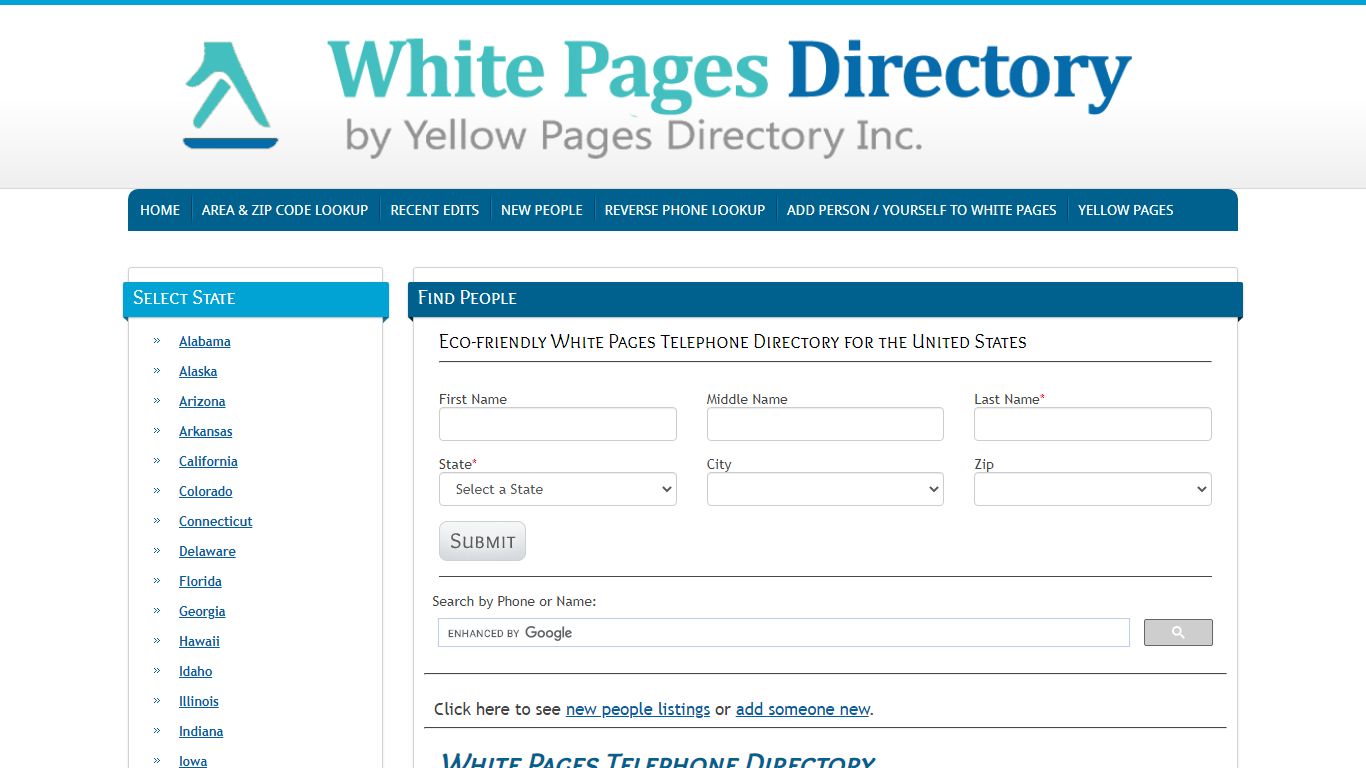 White Pages Telephone Directory - Yellow Pages Directory